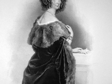 Arcivévodkyně Sophie Friederike Bavorská (1805–1872), matka císaře Františka Josefa I. Litografie Josefa Kriehubera z roku 1850.